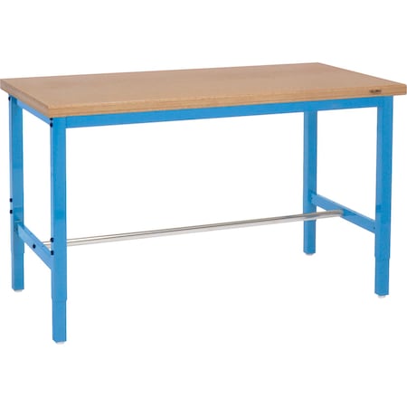 Global Industrial 60x30 Adjustable Height Workbench Square Tube Leg, Shop Top Safety Edge Blue 253843BL